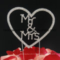 Mr &amp; Mrs Rhinestone Cake Topper Heart Wedding Cake Topper